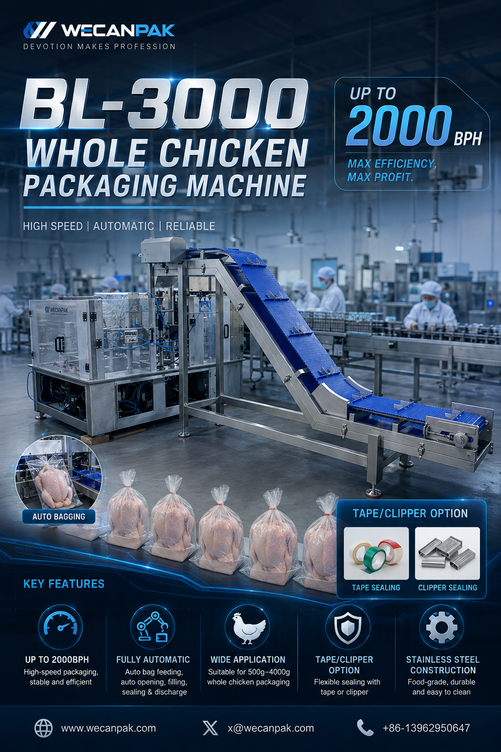 máquina automática de embalagem de frango